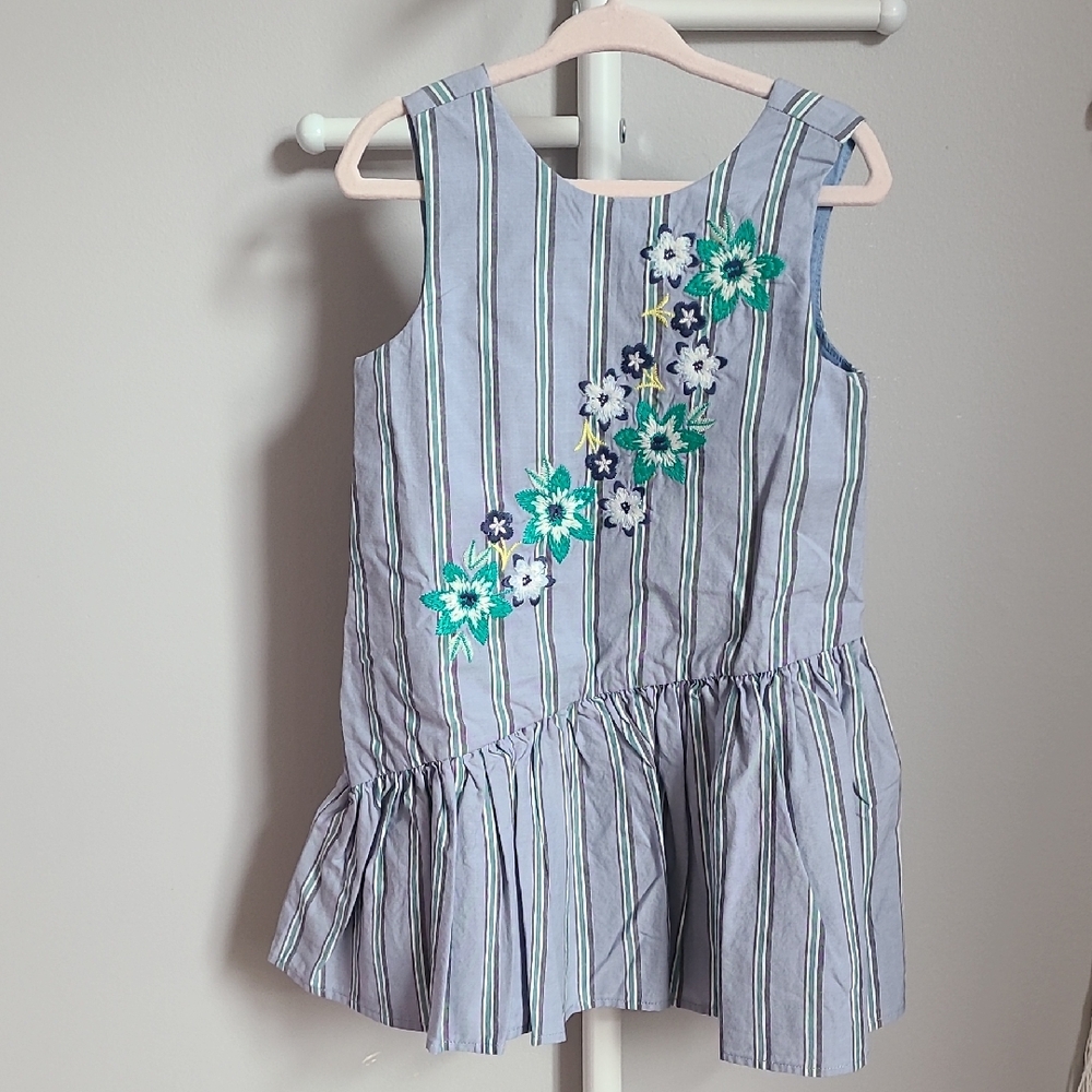 NWT Tea Collection Striped Dress in Blue and Gray - 3T